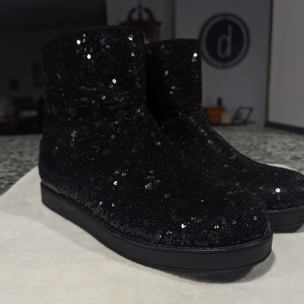 Black Sequin Ankle Boots